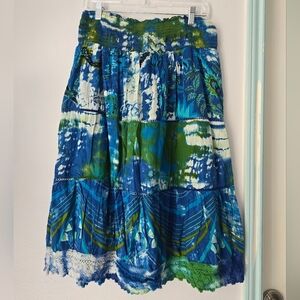 Chaudry KC Blue and Green Tie-Dye Skirt SIZE L